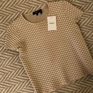 Theory Boxy Knit Top Short Sleeve Sweater